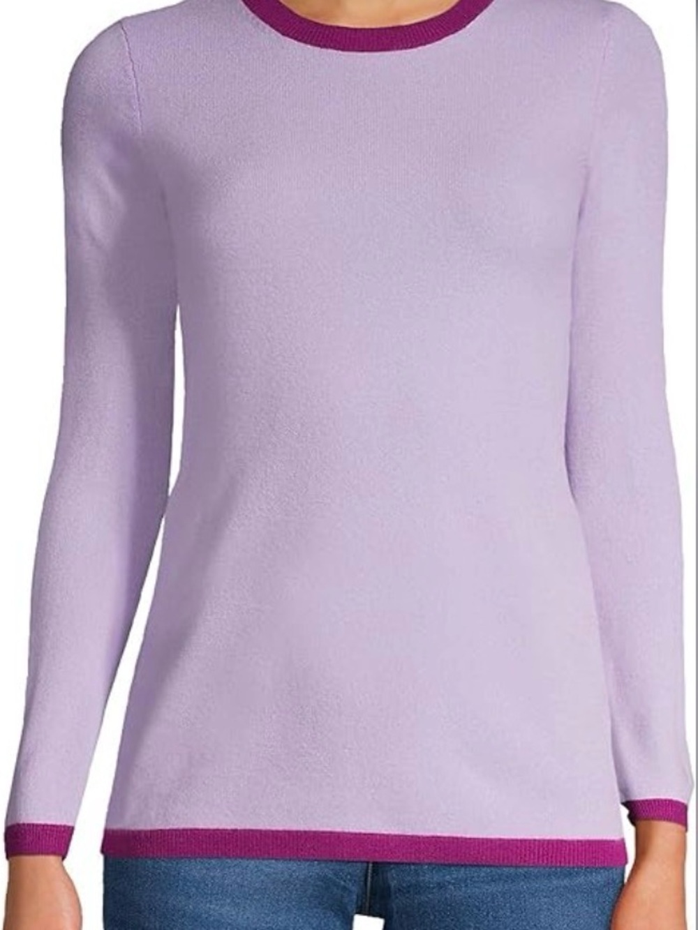 Lands' End Womens Cashmere Sweater Lavender Cloud Multi Regular Medium - Picture 3 of 8